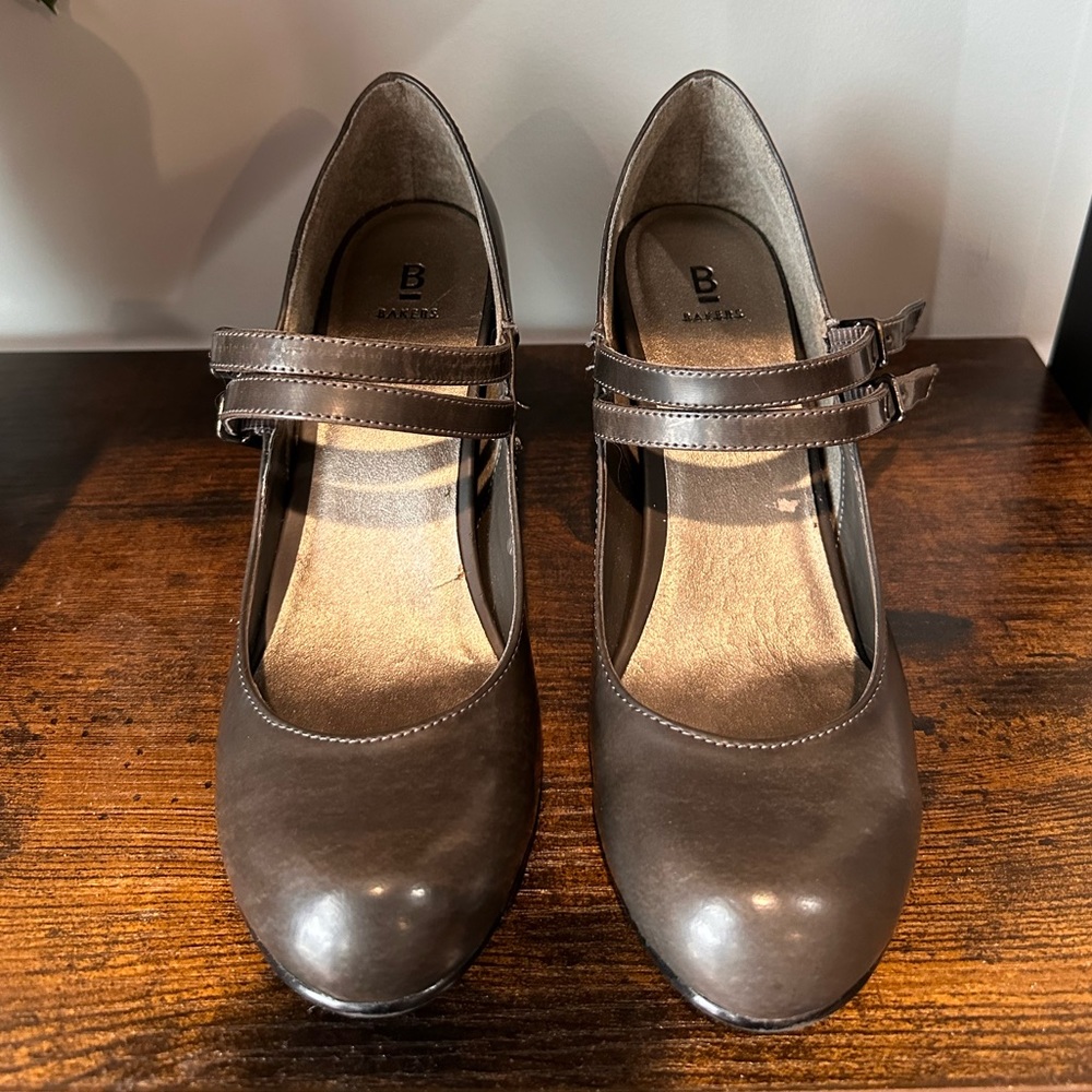 Bakers Cody Double Buckle Grey Wedge Mary Janes - Picture 8 of 12